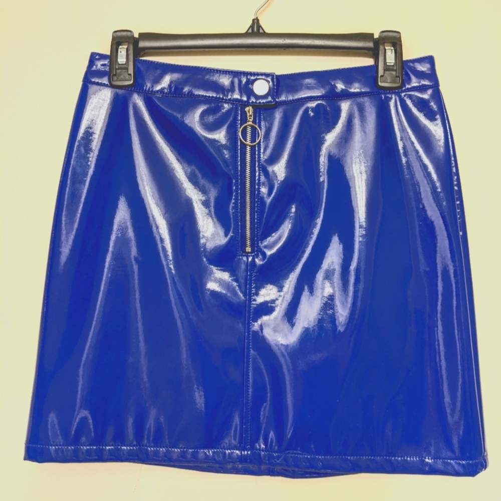 Forever 21 Blue Vinyl Mini Skirt